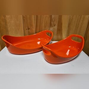 2 Piece Rachael Ray Oval 1.25 Qt & 2.25 Qt Orange Casserole / Baking Dishes